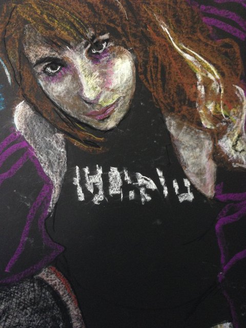 Katrina del Mar: Natalya, The Clash, 2016, Oil Pastel on paper, 30 x 22 in.