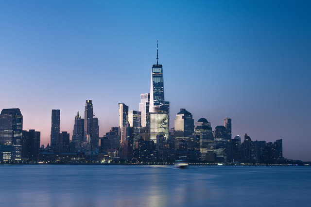 Sunrise lower Manhattan from Hoboken side