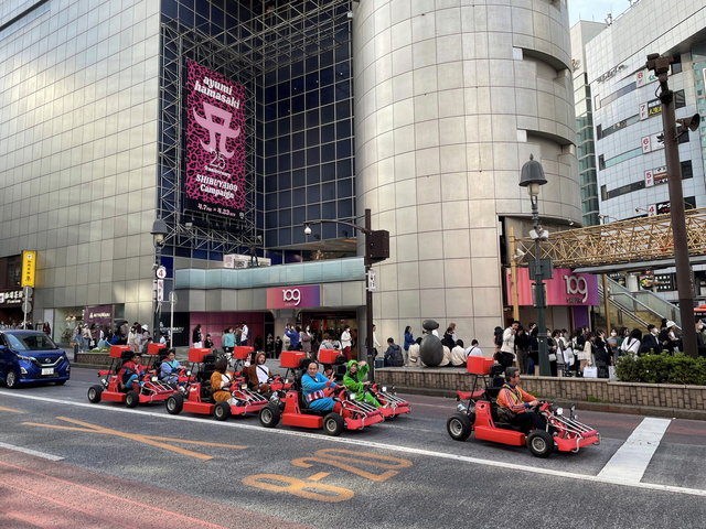 Mario Karts in front of Shibuya 109 Tokyo
