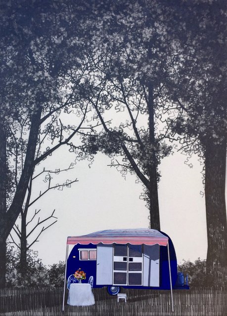 Lot 9, 2017, graphite and gouache on paper, 9 ½ x 12”