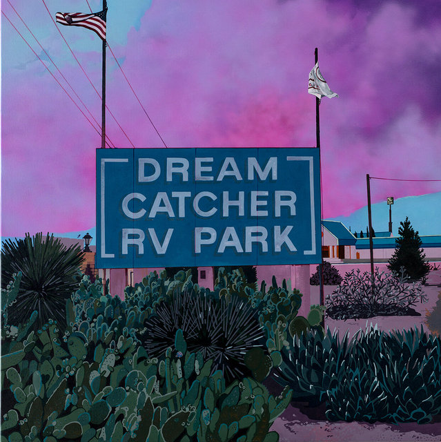 S Frantz, The Park of Catching Dreams, 2022, gouache on canvas, 36 in x 36 in