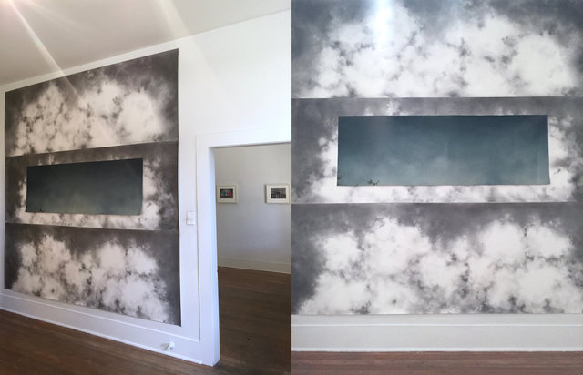 Clouds (installation view), 2016, graphite on paper & oil on canvas, 112 x 112"