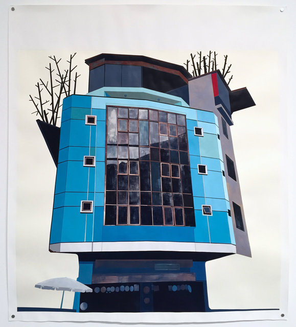 S Frantz, Rooftop Garden 2, 2015, graphite, gouache and acrylic on paper, 48 in x 42 in