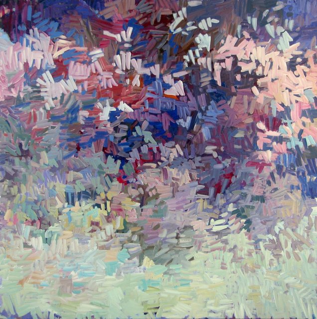 He Loved the Lilacs, Acrylic on Canvas, 72 x 72 in.