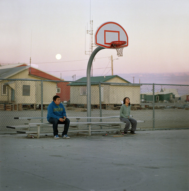 Sam and Jade around midnight at the basketball court, 2014