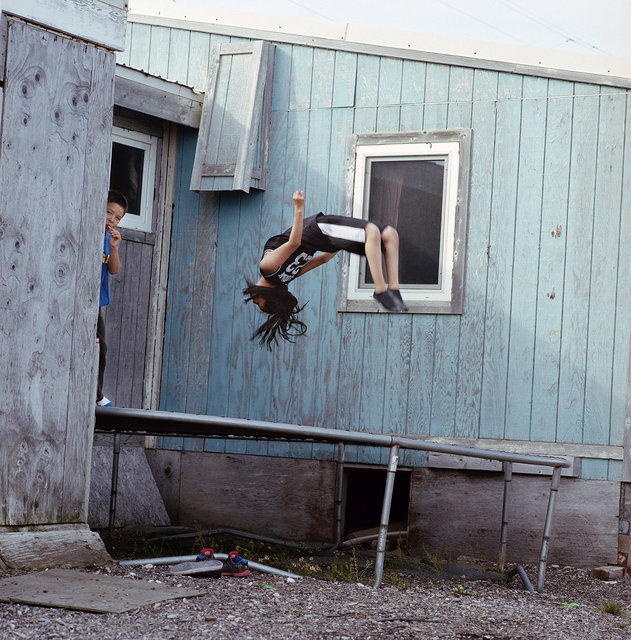 Angela doing a backflip, 2015