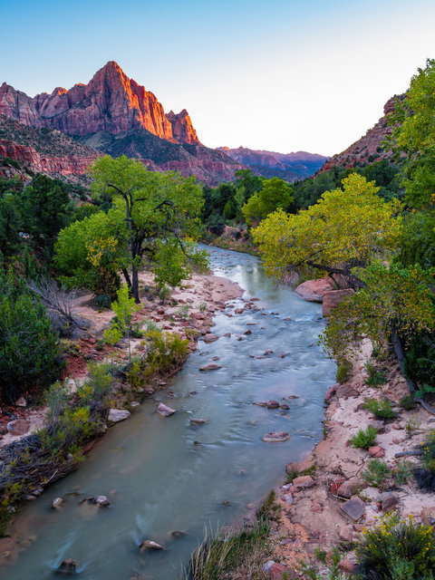 The Watchman at sunset from the bridge