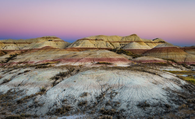 Colorful mounds at dusk
