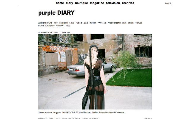 purple DIARY   Sneak preview image of the DSTM S S 2014 collection  Berlin. Photo Maxime.jpg