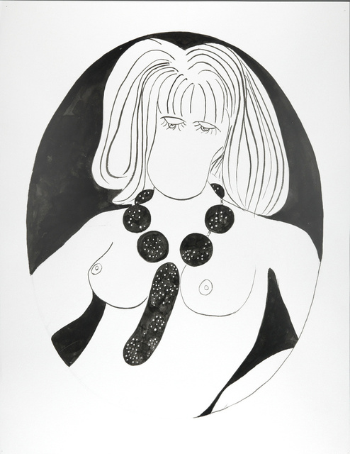 Woman in Front of a Mirror Looking, at Her Necklace