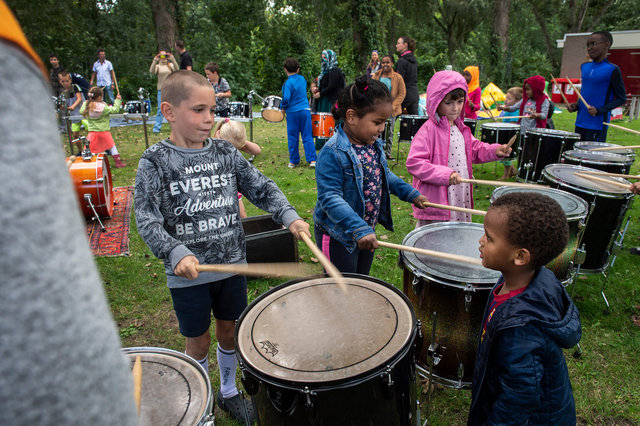 Trommelworkshop op buurtcamping, Breda, 2021