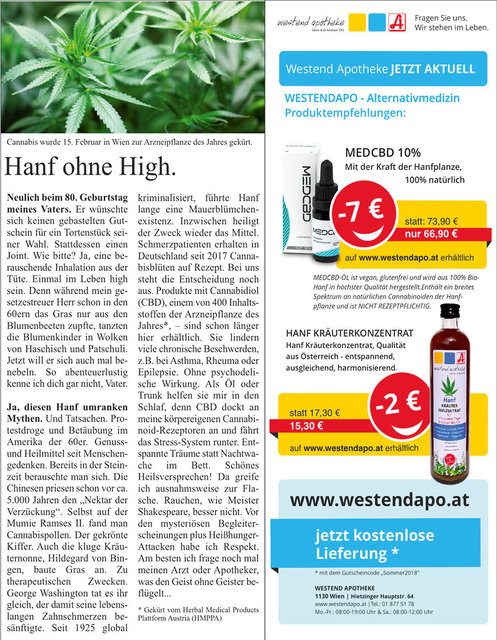 Advertorials für "Westend Apotheke" Wien