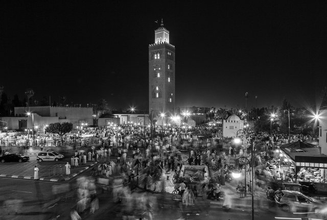 End of evening prayers at Koutoubia, Marrakesh at Ramadan