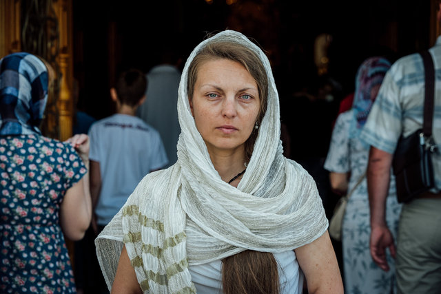 Olena at the entrance of The Cathedral of the Savior’s Transfiguration.