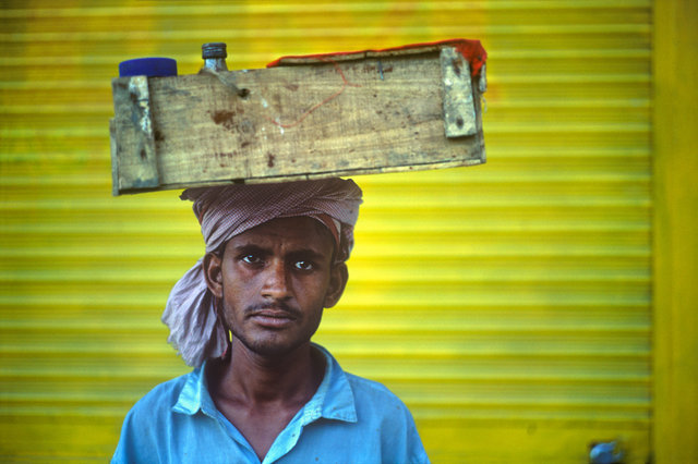 Shoe polisher in Kathmandu, Nepal