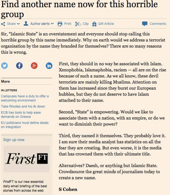 My Letter to Financial Times
