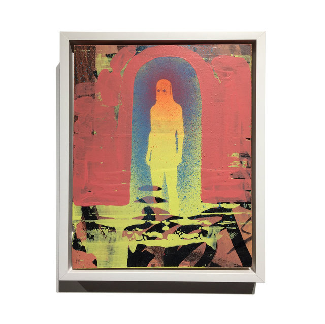 Time Traveler - acrylic on cardboard - 12 x 10 inches (framed) - HOLD