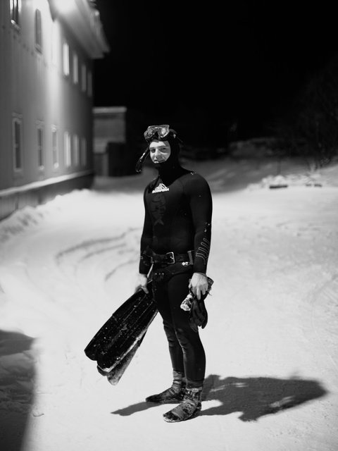 Diver in the northern Russia
