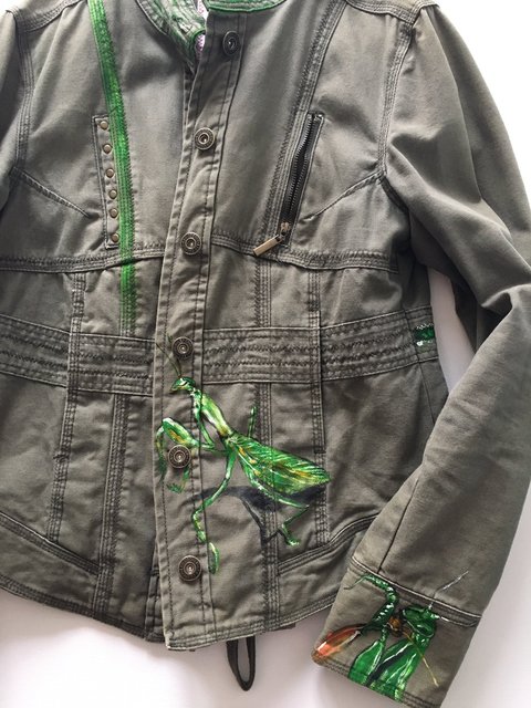 Jeans Jacket - Front Side - Praying Mantis