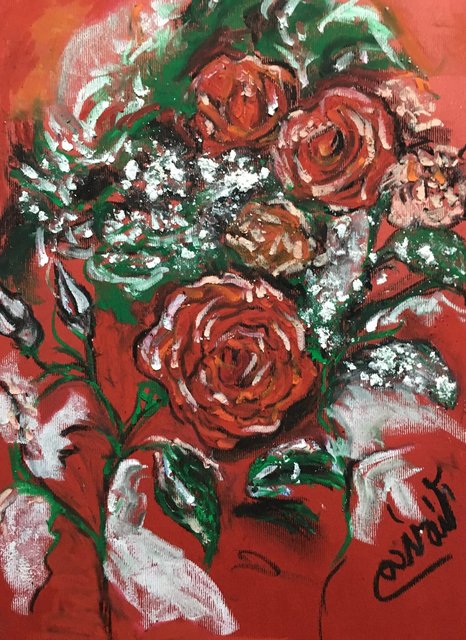 Frozen Red Roses