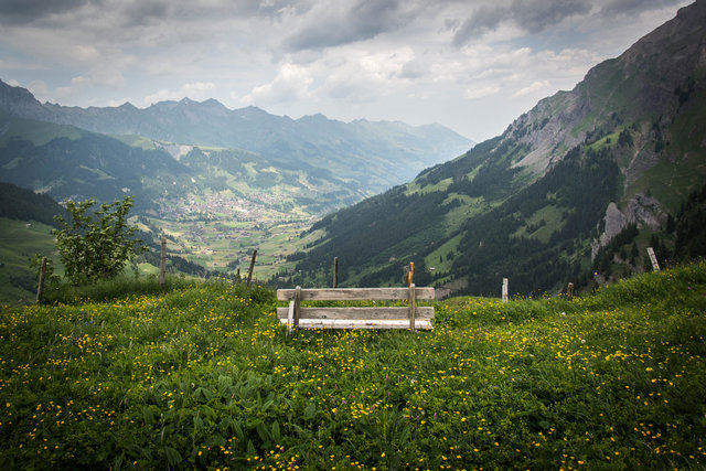Aussicht von der Engstligenalp auf Adelboden