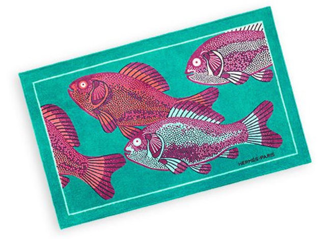 Hermès serviettes emeraude poissons.jpg