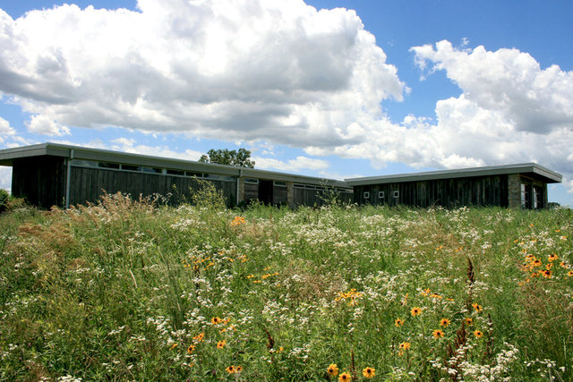 Illinois prairie restoration and the Northern elevation of "Lowder House"