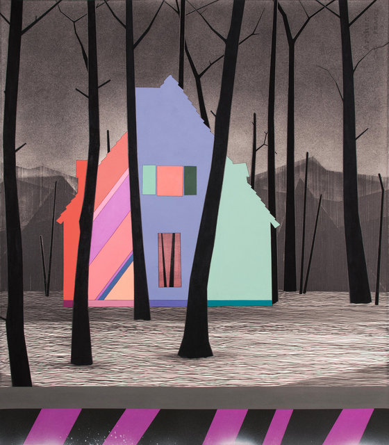 Outside Milan, 2015, graphite, gouache and spray paint on paper, 30 x 26"