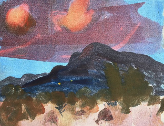 Sunset- Sandia Mtns.   10 x 13"