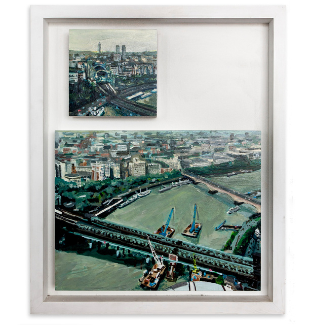 Crane, barge and bridge