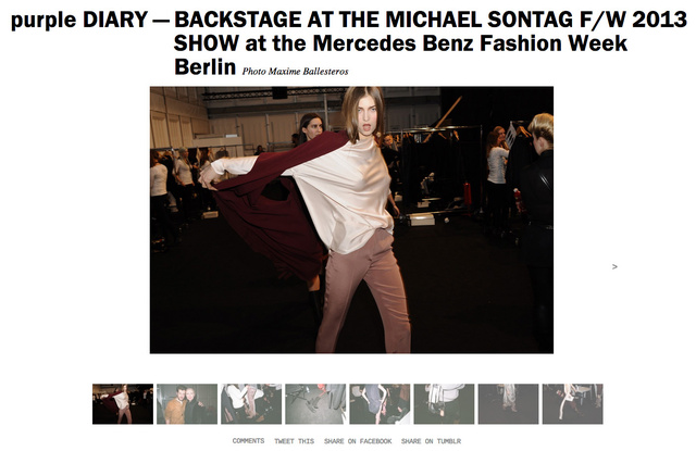 purple DIARY   BACKSTAGE AT THE MICHAEL SONTAG F W 2013 SHOW at the Mercedes Benz Fashion Week Berli