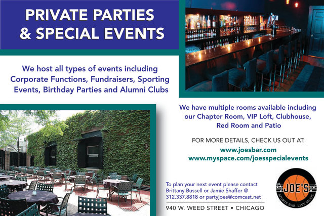 Joe's Sports Bar Special Events & Private Parties 