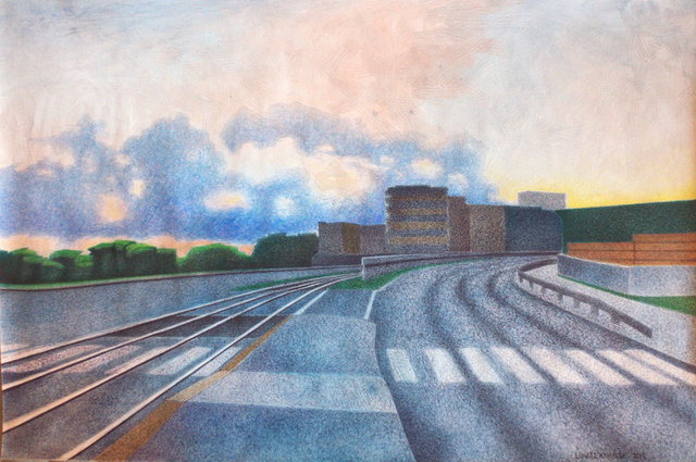 Zakręt, 50x70 tech. mieszana, papier 2015