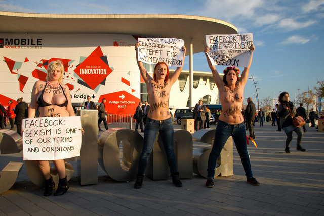 FEMEN protest outside Mobile World Congress - Barcelona
