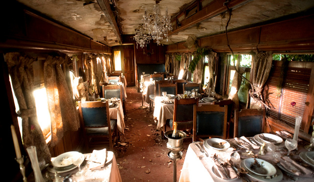 Abandoned train carriage Int