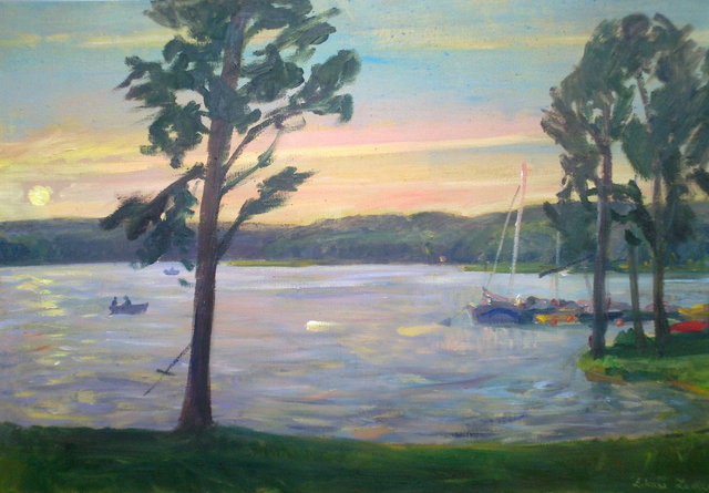 Jezioro Pluszne 120x70 olej płótno