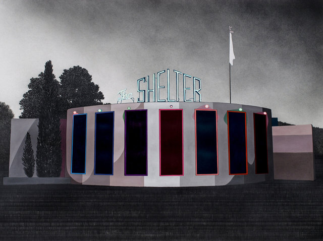Get Shelter, 2013, gouache and graphite on paper, 22 x 32" **