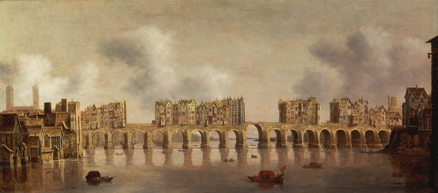 Old London Bridge, by Dutch painter Claude de Jongh (1632)