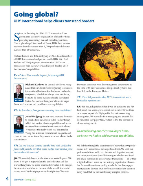 UHY Advisors ViewPoint custom newsletter