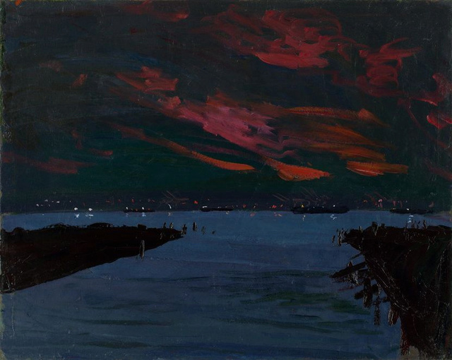 Twilight, Sunset Park Docks    32 x 38"