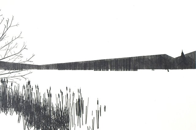 Lake 4, 2011, graphite on paper, 7 x 10"