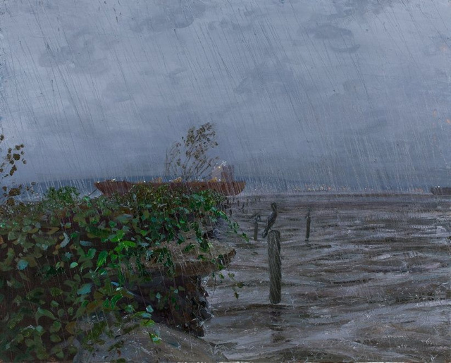 Cormorants in Rain 36 x 44"