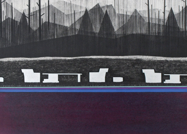 Modernist Pool, 2015, graphite, gouache and pastel on paper 9 x 12 ½"