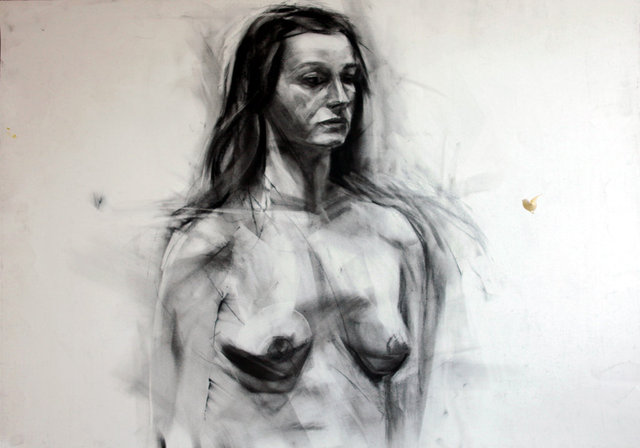 Popiersie kobiety, rys. węglem 100x70 2009