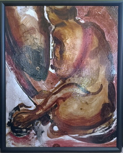 Kobieta z rybą, olej płótno 72x93 2013