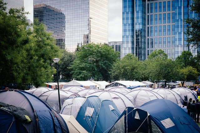 Refugee camp Maximiliaanpark Brussels.