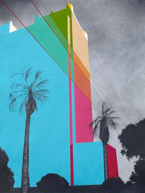 Aurora Apartments, 2013, gouache and graphite on paper, 36 x 22"