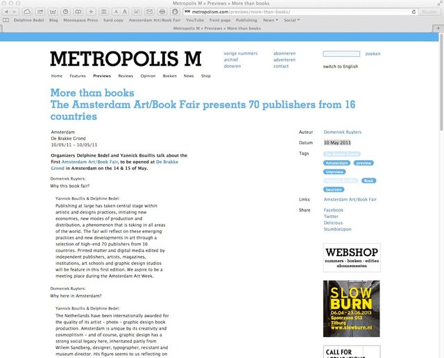 METROPOLIS M, 2011