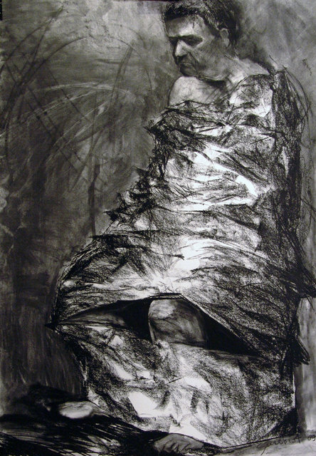 Iron men, rys węglem 70x100 2010