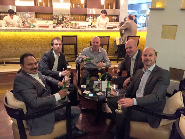 Having a beer to celebrate successful Conference